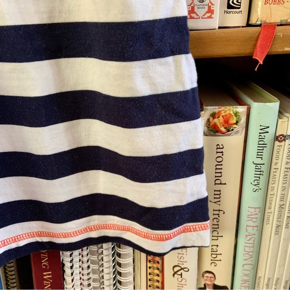 Hanna Andersson Blue White Striped Orange Flowers Drop Waist Cotton Dress 150 12 - Picture 4 of 8